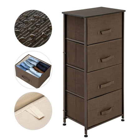 4 Tier Dresser Drawer Storage Unit With 3 Easy Pull Fabric