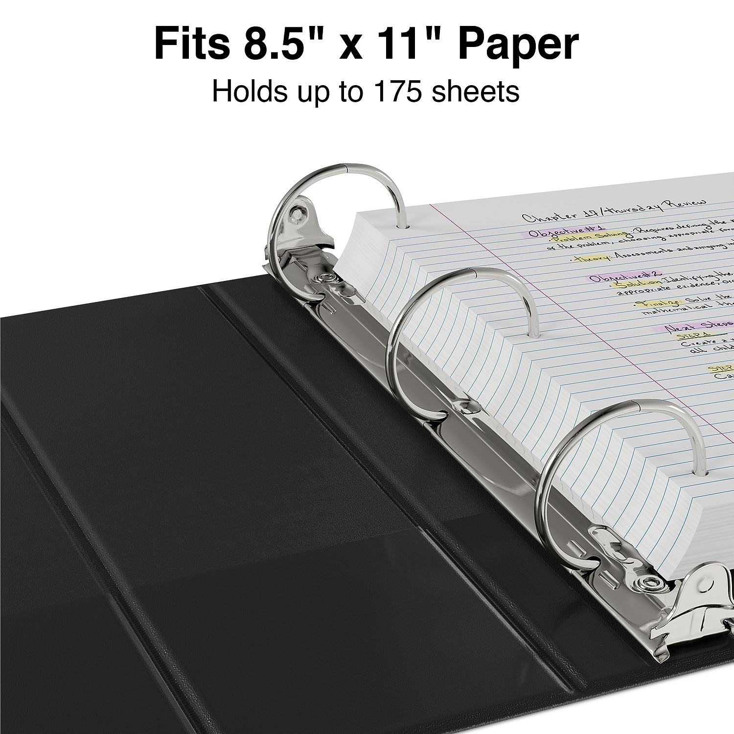 Staples 1" Simply View Binders with Round Rings Black 12/Pack 23733/21685