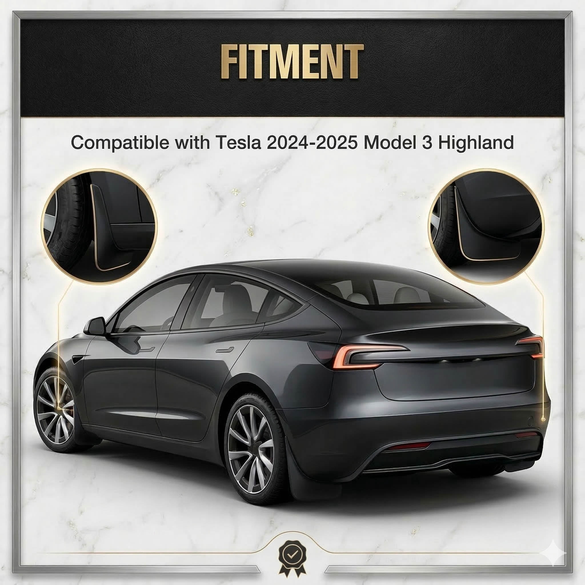 tesla model 3 mud flaps Model 3 Accessories All-Weather Mud Guard Body Kits for Model 3 2024-2026