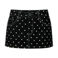 thumbnail image 4 of Unir Women Retro Polka Dot Stretch Denim Mini Skirt Mid Rise Button Zip Built-In Safety Liner Y2K Street Casual Short Bottom 1PC S-XL Plus Size Friendly, 4 of 4