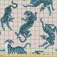 thumbnail image 2 of East Sofa Upholstery Fabric by the Yard, Art Print of Wildlife Tigers in Abstract Colors Dangerous Jungle Creatures, Decorative Fabric for DIY and Home Accents, Sea Blue and Rose by Ambesonne, 2 of 5