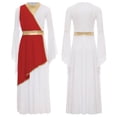 thumbnail image 2 of iiniim Girls Long Sleeve Liturgical Praise Gown Color Block Lyrical Dance Dress Festivals Burgundy 14, 2 of 7