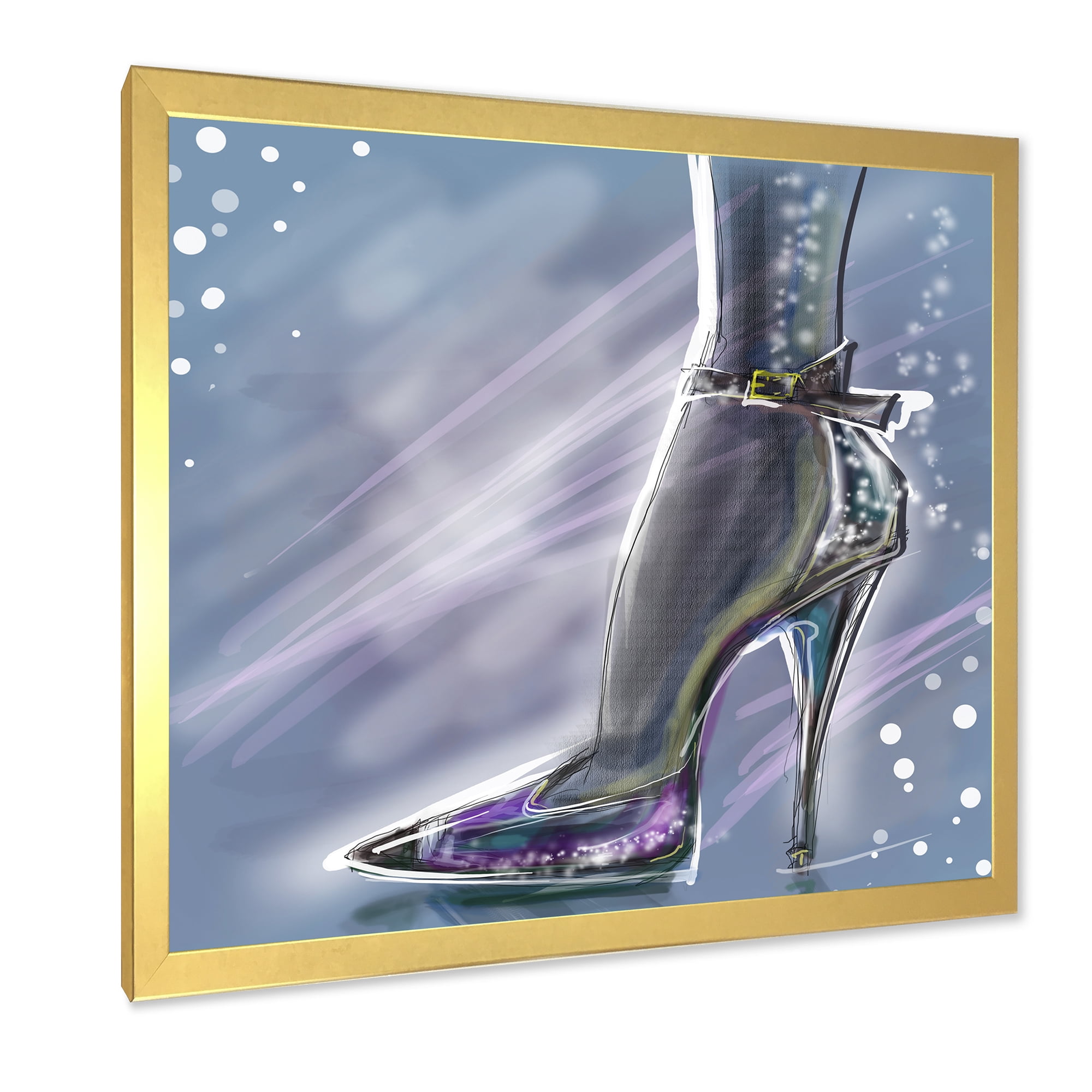 Designart 'Shiny Woman Shoe High Heeled Stiletto With Glitter' Modern Framed Art Print