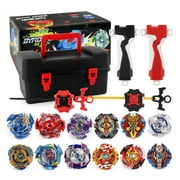 Battling Top Burst Gyro 12 Spinning Tops 3 Launchers Combat Battling with Portable Storage Box