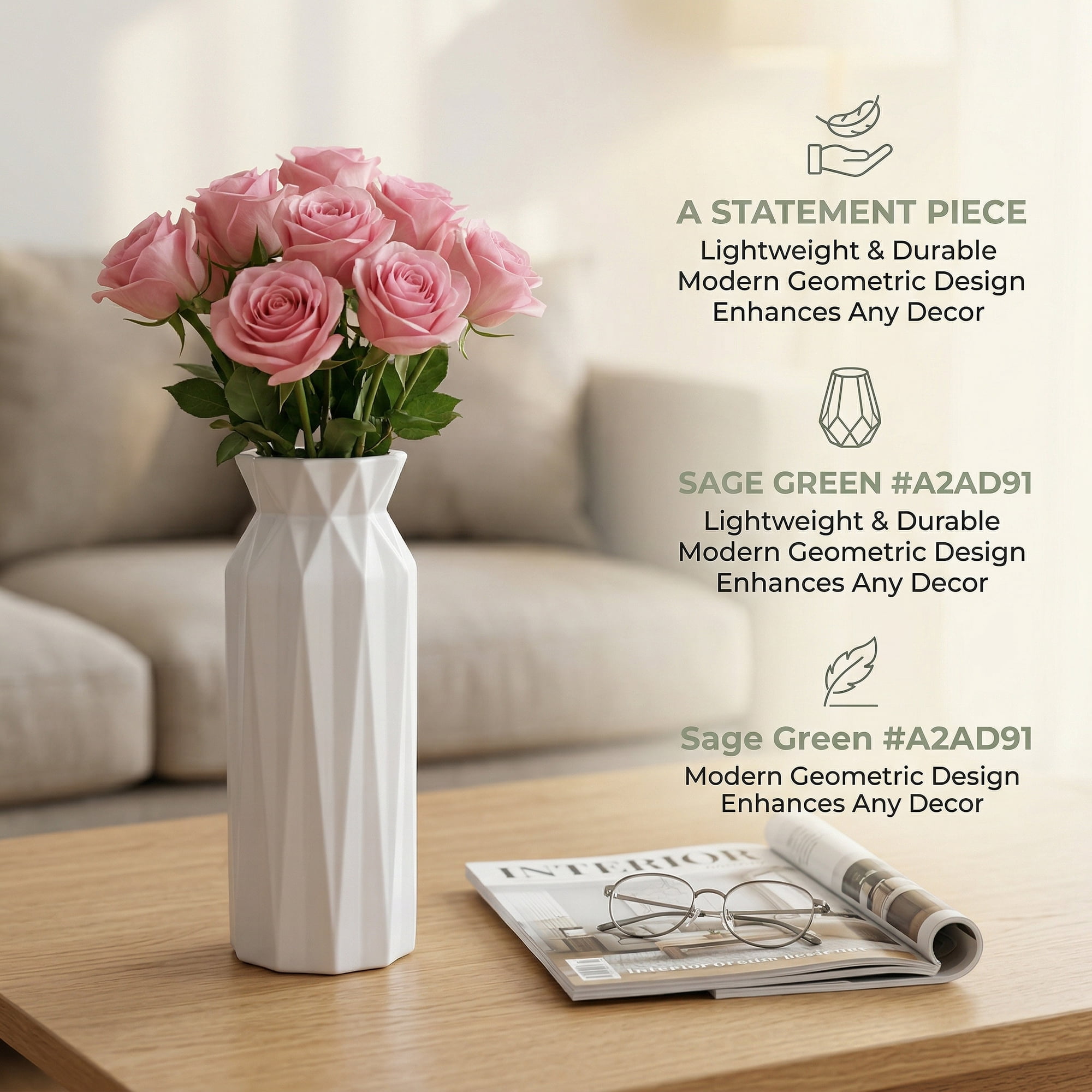 Unique Bargains Narrow Bud Vase for Single Stem Roses Plastic Grey 2.8"L x 2.8"W x 7.9"H