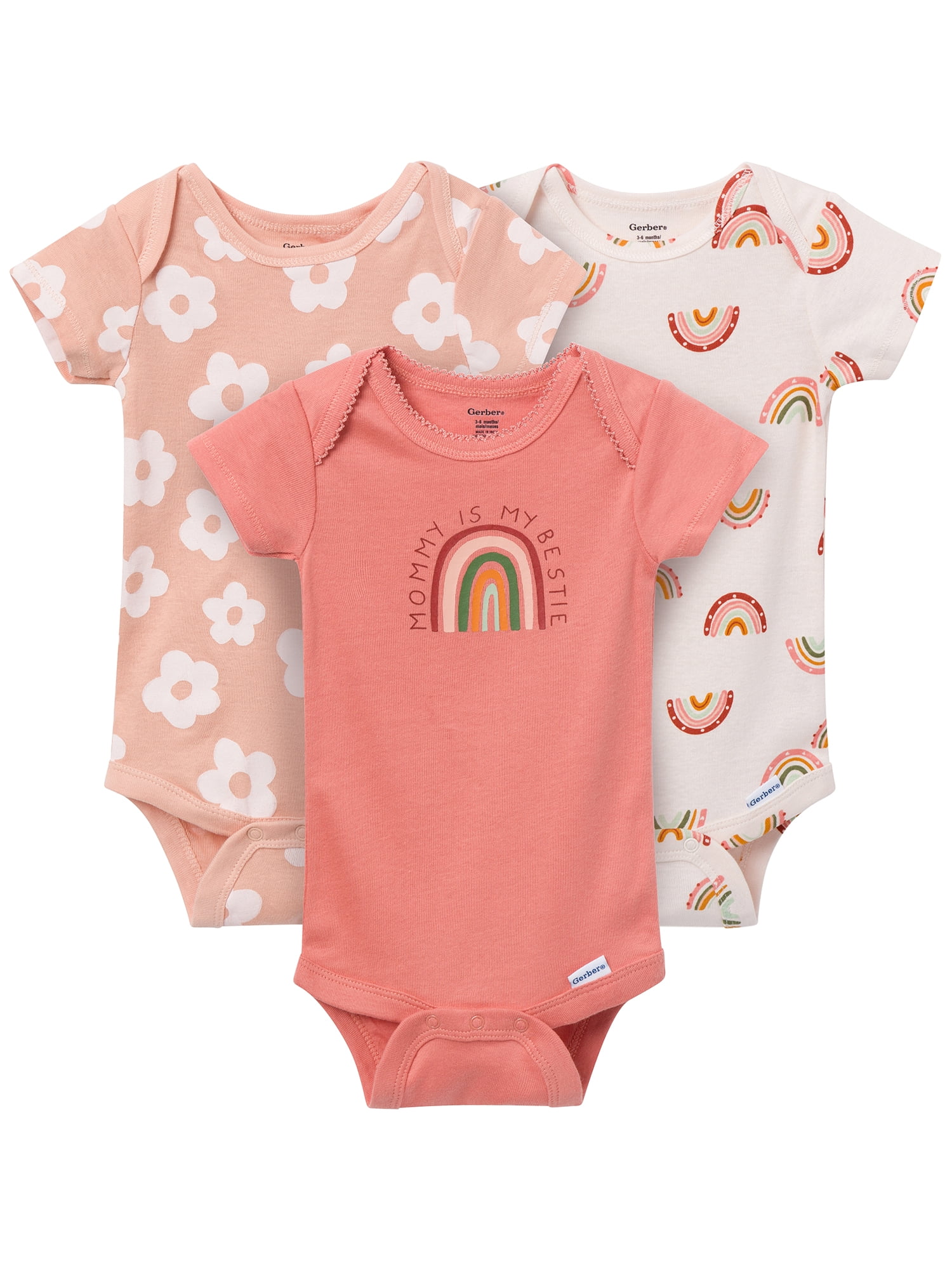 Gerber Gender Neutral Short Sleeve Onesies, 6-Pack, Sizes Newborn - 18 Months