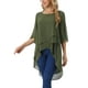 thumbnail image 4 of INSPIRAR CHIC Blusa de Chifón Asimétrica de Cuello Redondo con Mangas de 3/4 y Volantes en Verde Militar Talla M, 4 of 6