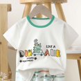 thumbnail image 5 of Floleo Kids Summer Cotton Short Sleeve Tee and Shorts Set Cute Dinosaur Car Graphic Round Neck Casual 2 Piece Outfit for Play School Daily Wear, 5 of 5