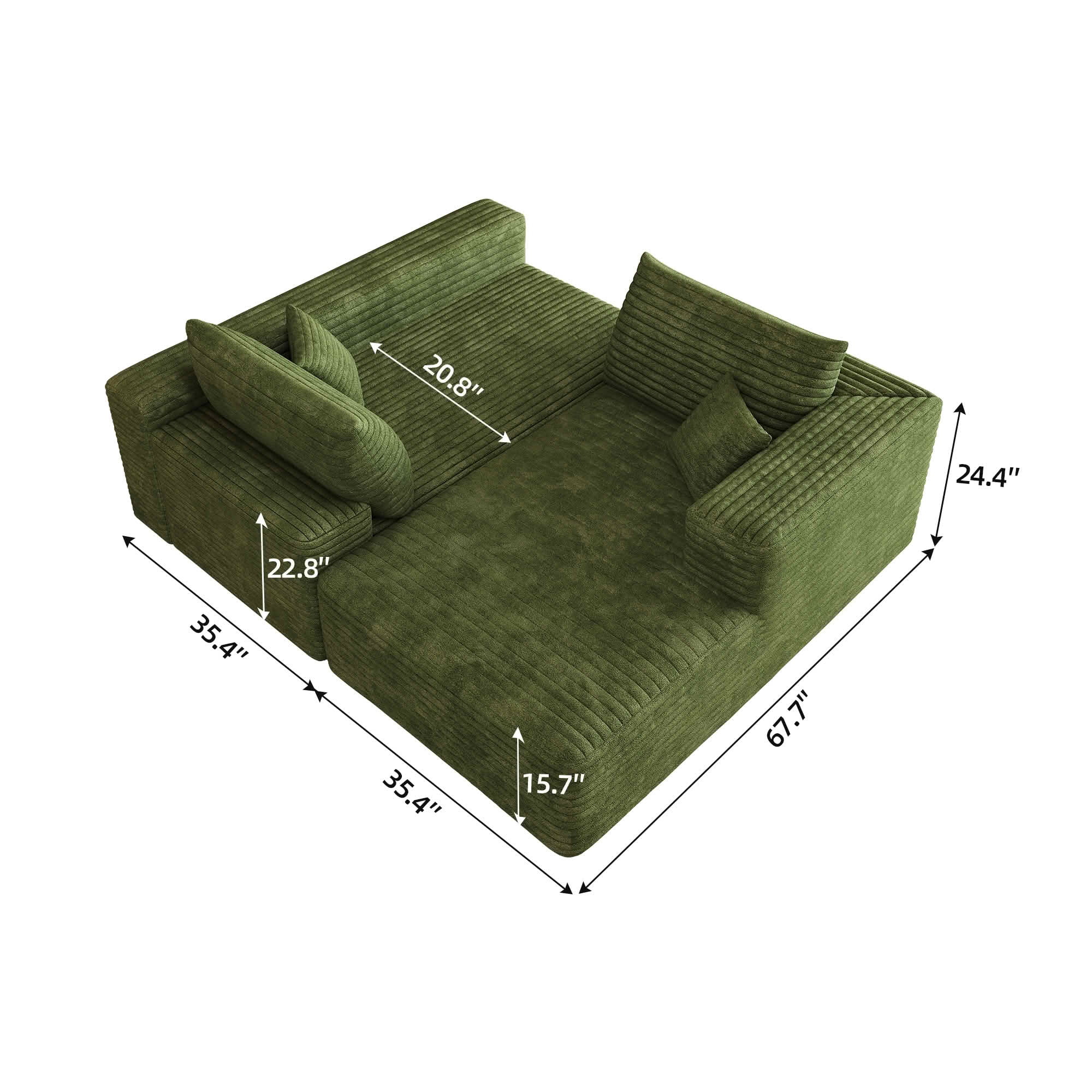 MAYEERTY 103 Inch L‑Shaped Cloud Sectional Sofa, Modern Minimalist Deep‑Seat Corner Couch, Plush Corduroy Upholstered Reversible Sofa, No‑Assembly Required for Living Room Apartment