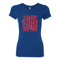 thumbnail image 2 of Straight Outta New York NYG Fan | Fantasy Football | Womens Sports Slim Fit Junior Tee, Royal, Medium, 2 of 4