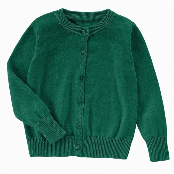 TOWED22 Little Girl Knit Cardigan Sweater - Toddler Button Down School Uniforms Cardigan(Dark Green,3-4 Y)
