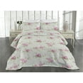 thumbnail image 2 of Ambesonne Springtime Quilted Bedspread Set 3 Pcs, Cottagecore Floral Print, Twin, Pistachio Green Lilac, 2 of 4
