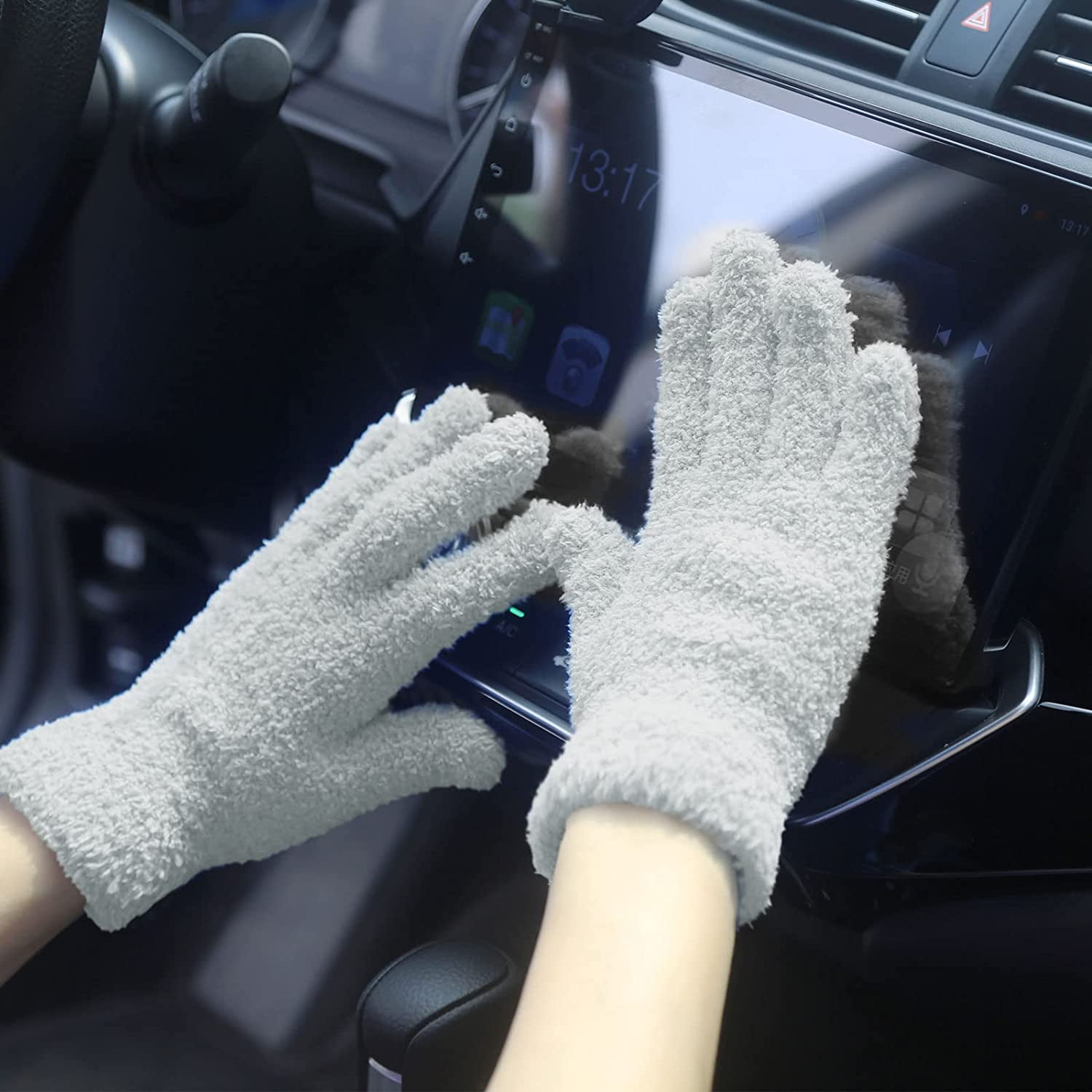 Aster 2 Pairs Microfiber Dusting Gloves Cleaning Gloves Flexible No  Shedding Microfiber Dust Cleaning Glove Wipes, Dust Gloves for Cleaning  Lamp, Car