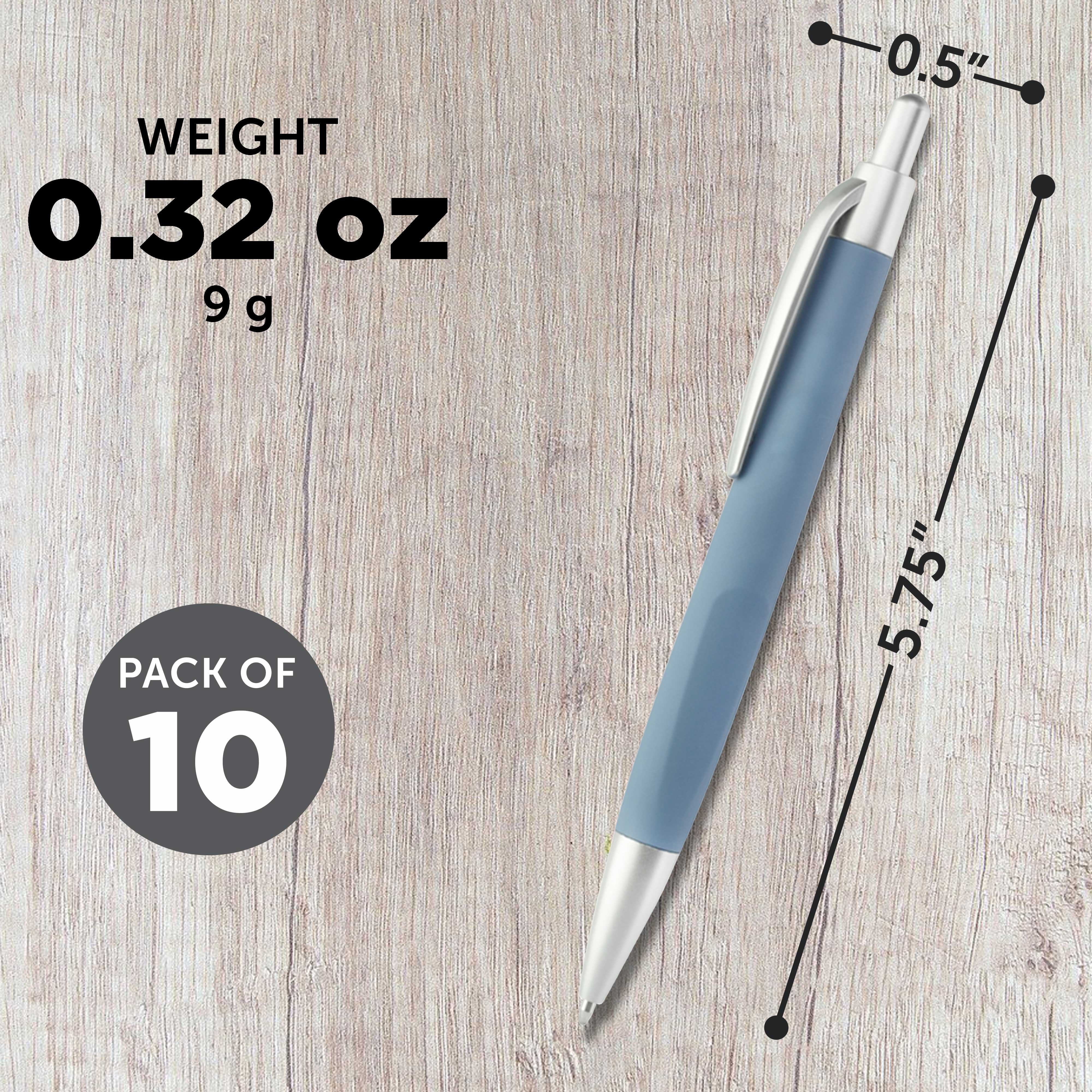 10 Atlas Click Action Pens Pack - Plastic, Black Ink - Light Blue