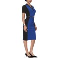 thumbnail image 4 of INSPIRE CHIC Robe Fourreau pour Femme à Couleurs Contrastantes, Robe Crayon de Bureau Bleu Marine P, 4 of 5