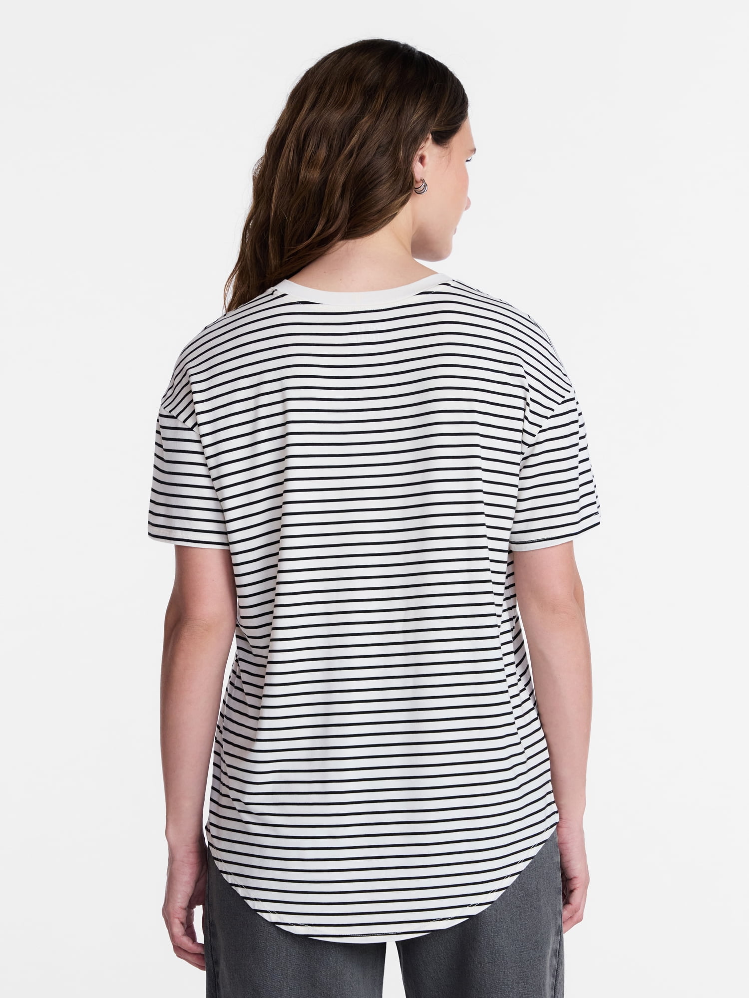 Time and Tru Women's V-Neck Tunic Tee with Short Sleeves, Sizes XS-XXXL