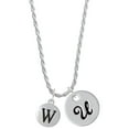 thumbnail image 1 of Delight Jewelry Silvertone Capital Letter - W - Pebble Disc - Silvertone Script Initial Disc - U - Charm Necklace, 20"+3", 1 of 4