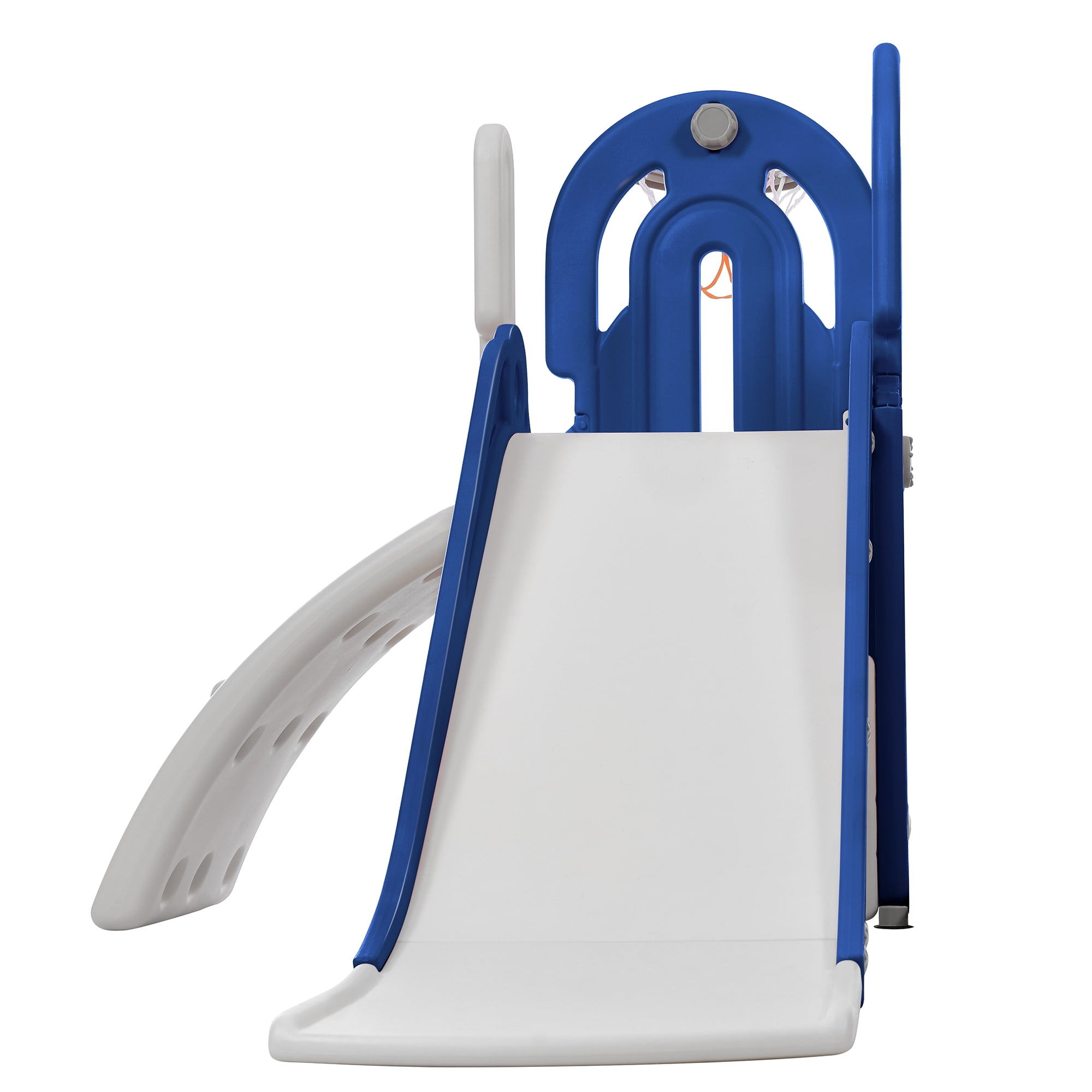 4 in 1 Toddler Climber and Slide Set with Basketball Hoop,Kids Climber & Bus Playhouse Slide Playse,Blue