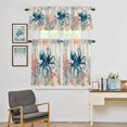 thumbnail image 4 of Kitchen Window Curtains Valance and Tier Set, Retro Ocean Octopus Blue Summer Beach Rod Pocket Tier Curtain Valance Set, Nautical Coastal Starfish Light Filtering Cafe Curtains for Bedroom, 4 of 9