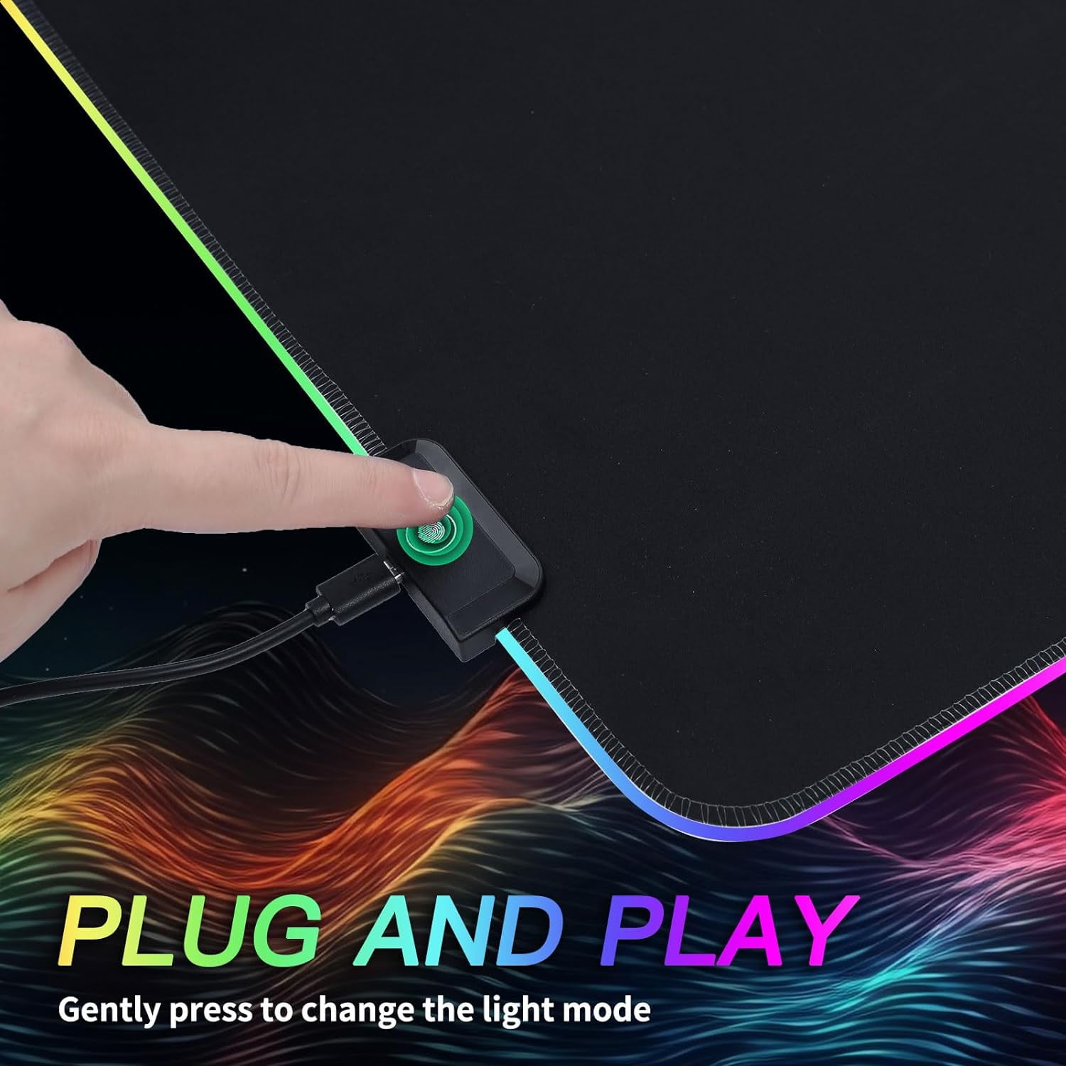 RGB Gaming Mouse Pad, 31.5 x 11.8 Inch Oversized Mouse Mat with 12 Light Modes, Non-Slip Rubber Base, Large Keyboard Pad for PC Gaming, Office，Black （Classic）