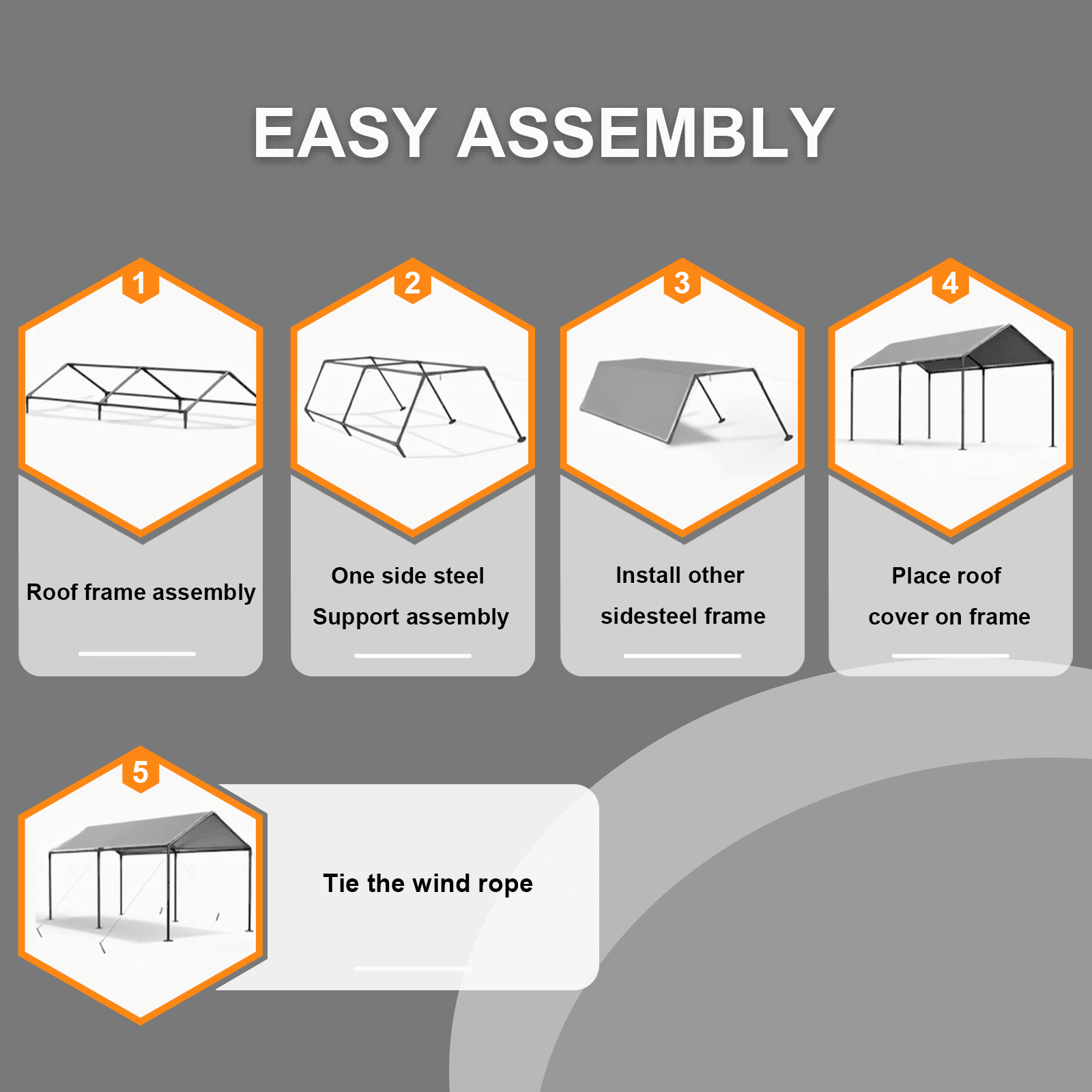 Gaildon Carport 10 x 20Ft Upgraded Heavy Duty Carport with Steel Wire Rope Portable Garage for Truck Boat Car Canopy with All-Season Tarp (Beige)