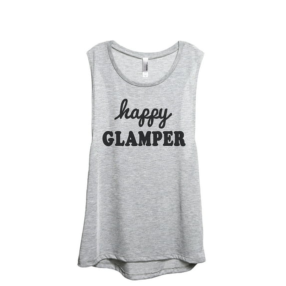 Happy Glamper Women's Fashion Sleeveless Muscle Workout Yoga Tank Top Sport Grey Large