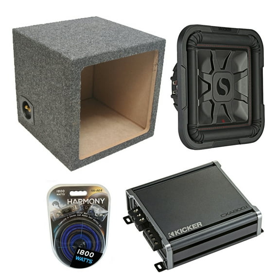 Kicker L7 12" 1200W Subwoofer 46L7T124 w/ Sealed Sub Box & CXA800.1 Stereo Amp
