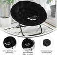 thumbnail image 6 of Flash Furniture Gwen 38" Oversize Portable Faux Fur Folding Saucer Moon Chair for Dorm and Bedroom, Black Faux Fur/Black Frame, 6 of 12