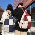 thumbnail image 3 of MININAI Aesthetic Cute Backpack For Women Men Checkered Lightweight Simple Daypack Color Block College Bookbag 15.6" Laptop (Red,One Size), 3 of 7