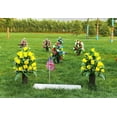 thumbnail image 2 of Artificial Cemetery Flowers,Outdoor Grave Decorations Roses,Beautiful Arrangements Bouquet with Cemetery Vase,Lasting and Non-Bleed Colors (Yellow), 2 of 5