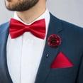 thumbnail image 2 of Red Bow Ties for Men Pre-tied Silk Bowtie and Pocket Square Cufflinks Lapel Pin Set Tuxedo Wedding Party 4PCS, 2 of 5