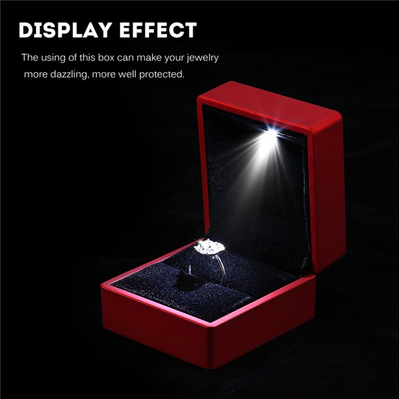 Xirurus Premium LED Lighted Ring Storage Box, Fashionable Engagement Jewelry Display Case with Soft Plush Interior, Perfect for Wedding Proposals and Anniversaries, 2.56 inches / 6.5 cm, Red