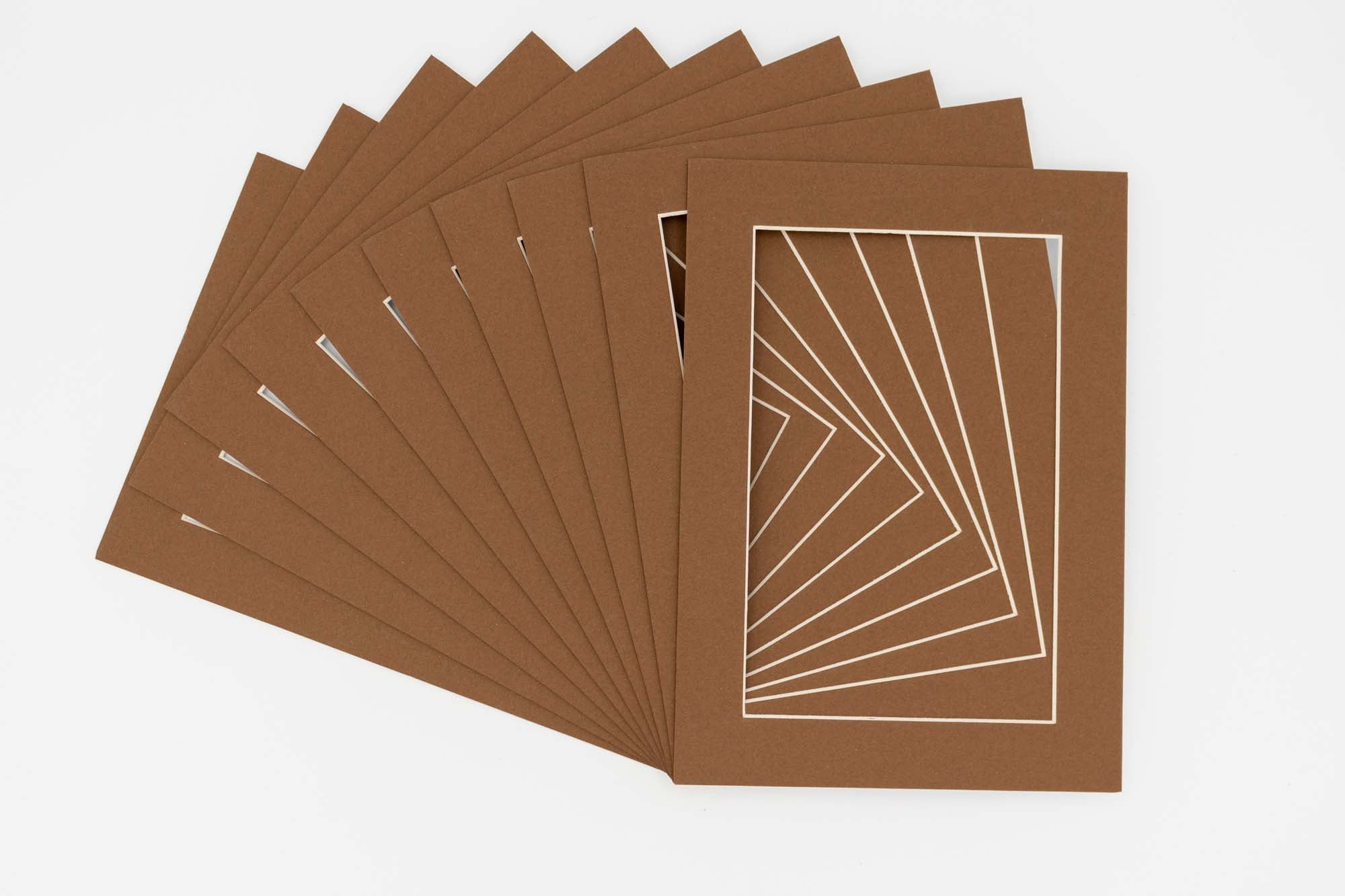 Aged Oak Acid Free 11x17 Picture Frame Mats with White Core Bevel Cut