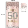thumbnail image 2 of Feliz 50 cumpleaños puerta pancarta decoraciones para mujeres, rosa oro rosa 50 cumpleaños fiesta puerta cubierta cartel telón de fondo suministros, cincuenta años cumpleaños pos, 2 of 5