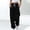 C-Black392, variant on Women Spring Trousers Wide-Leg Long Mid Waisted Solid Color Girlfriend Ribbed For Women Casual Streetwear Trousers