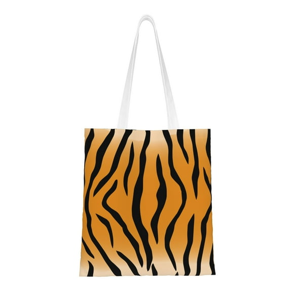 YFYANG Sac de Courses Réutilisable en Toile de Coton, Tiger Stripes Sac d'Épicerie Lavable Portable pour Voyage Quotidien