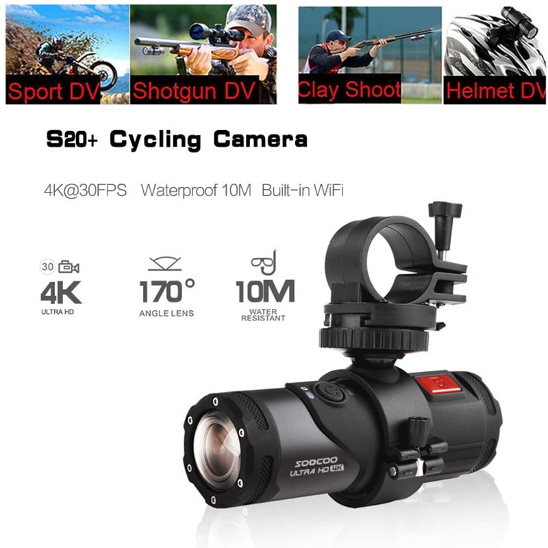 4K 16M Action Camera Outdoor 10M Waterproof Sport Cam Anti Shake Car HD DV DVR Camcorder Wide Angle Video Recorder Support WiFi APP Remote View Control for Motorcycle Bike Helmet