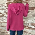 thumbnail image 3 of Hoodies for Women Waffle Knit Long Sleeve Drawstring Button V Neck Casual Pullover Sweatshirt Hooded Blouses, 3 of 3