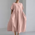 thumbnail image 3 of HomeGardon Liquidation! Robes d'Été pour Femmes 2025, Robes d'Été pour Femmes, Robe Unie Décontractée d'Été pour Femmes à Col Rond et Manches Courtes, P-XXXXXL, 3 of 4