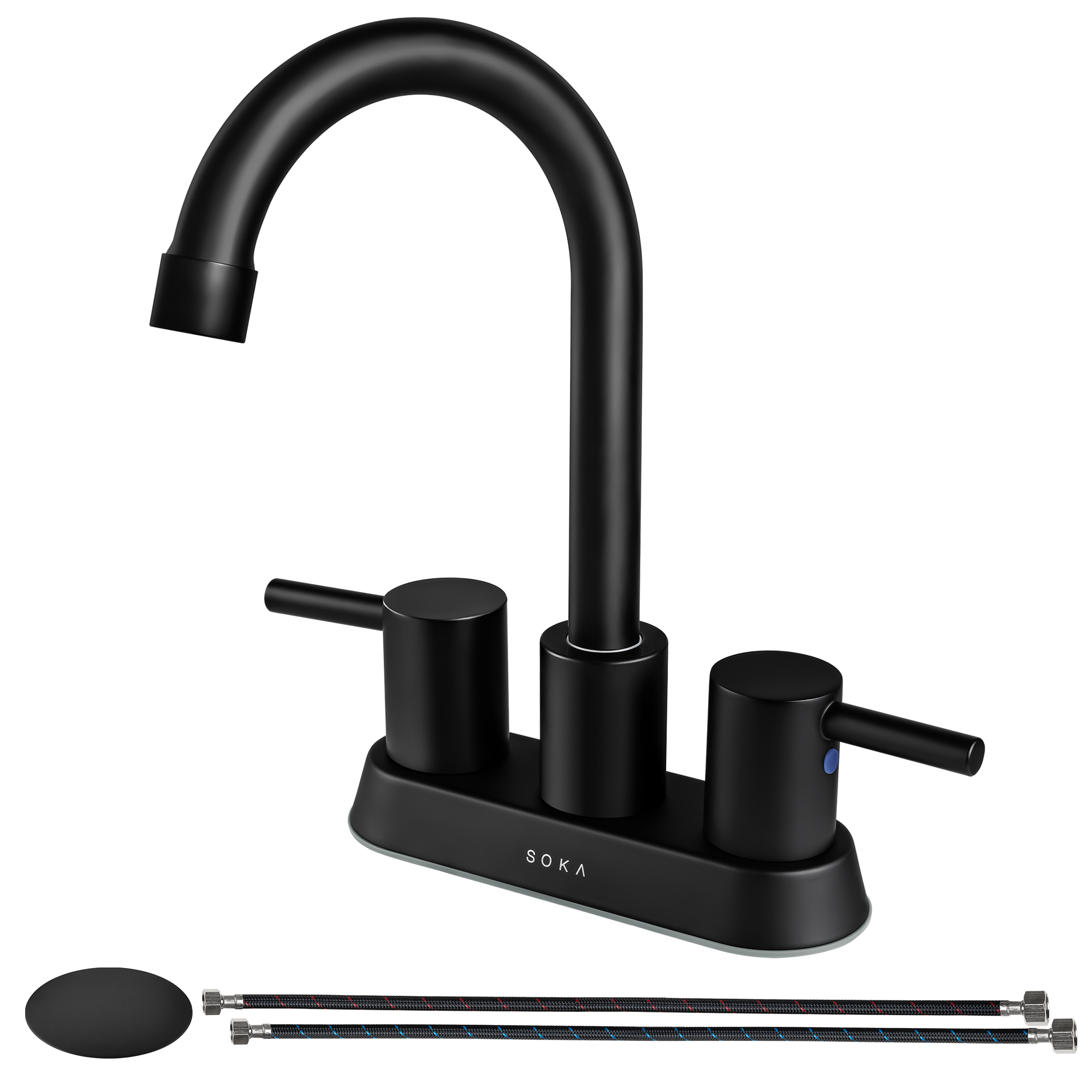 SOKA Commercial Bathroom Faucet 3 Hole Bathroom Sink Faucet with PopUp