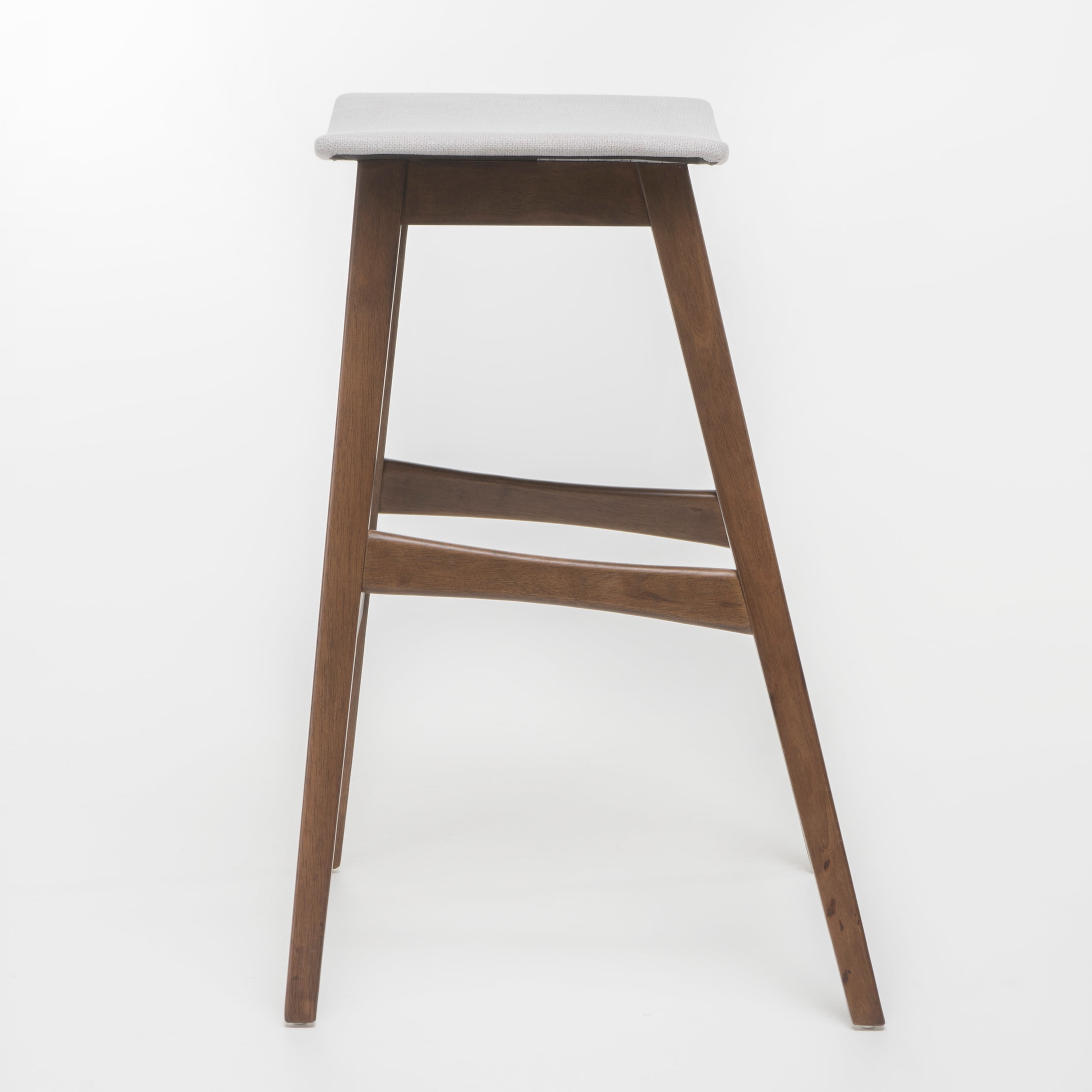 Noble House Jackie Indoor Walnut Finish Bar Stools, Set of 2, Light Beige