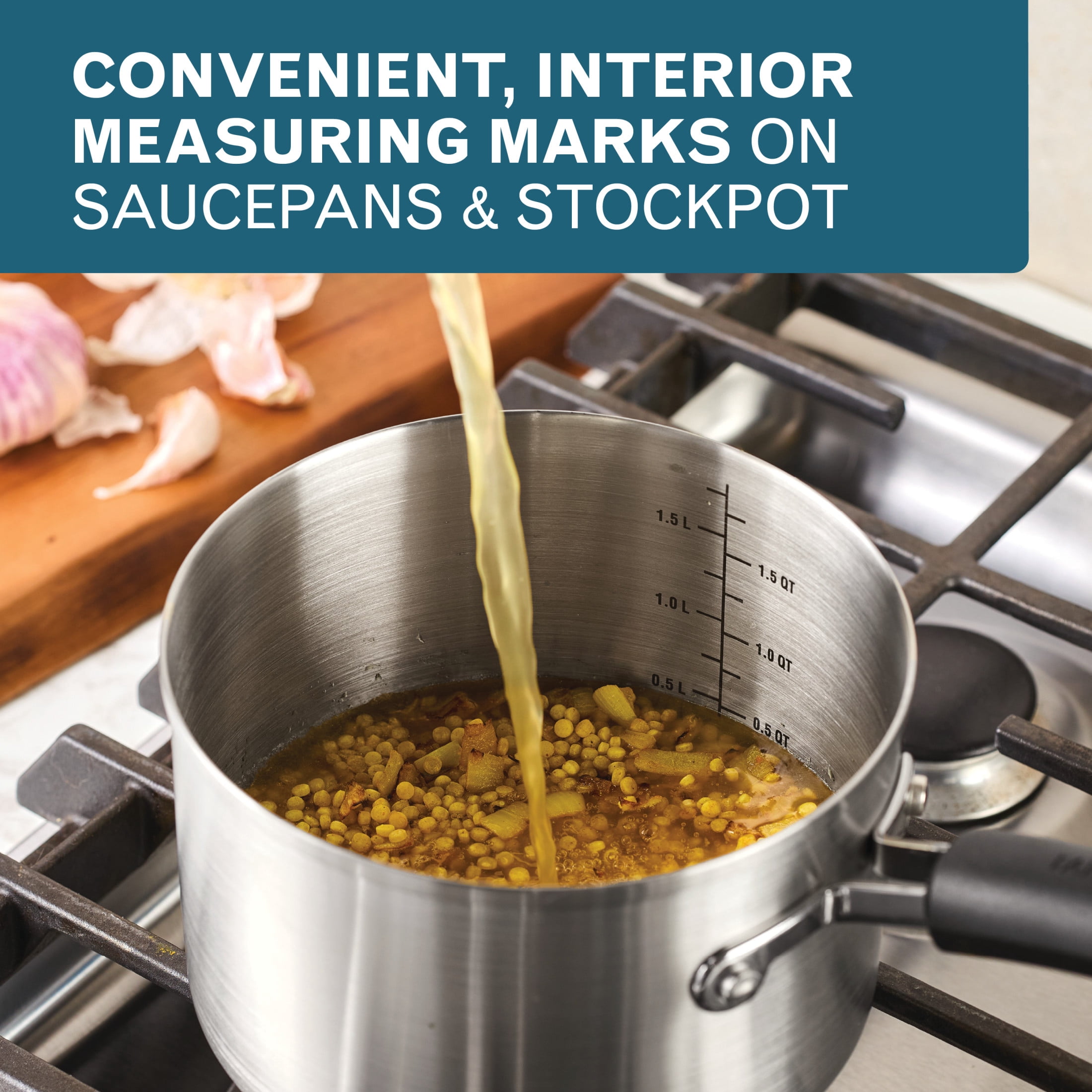 Farberware TrueCook 14-Piece Cookware Set, Stainless Steel, Dishwasher Safe, Induction Safe