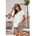 thumbnail image 3 of Purcoar Womens Ruffle Blouses Summer Shirts Short Sleeve Knit Tops, 3 of 5