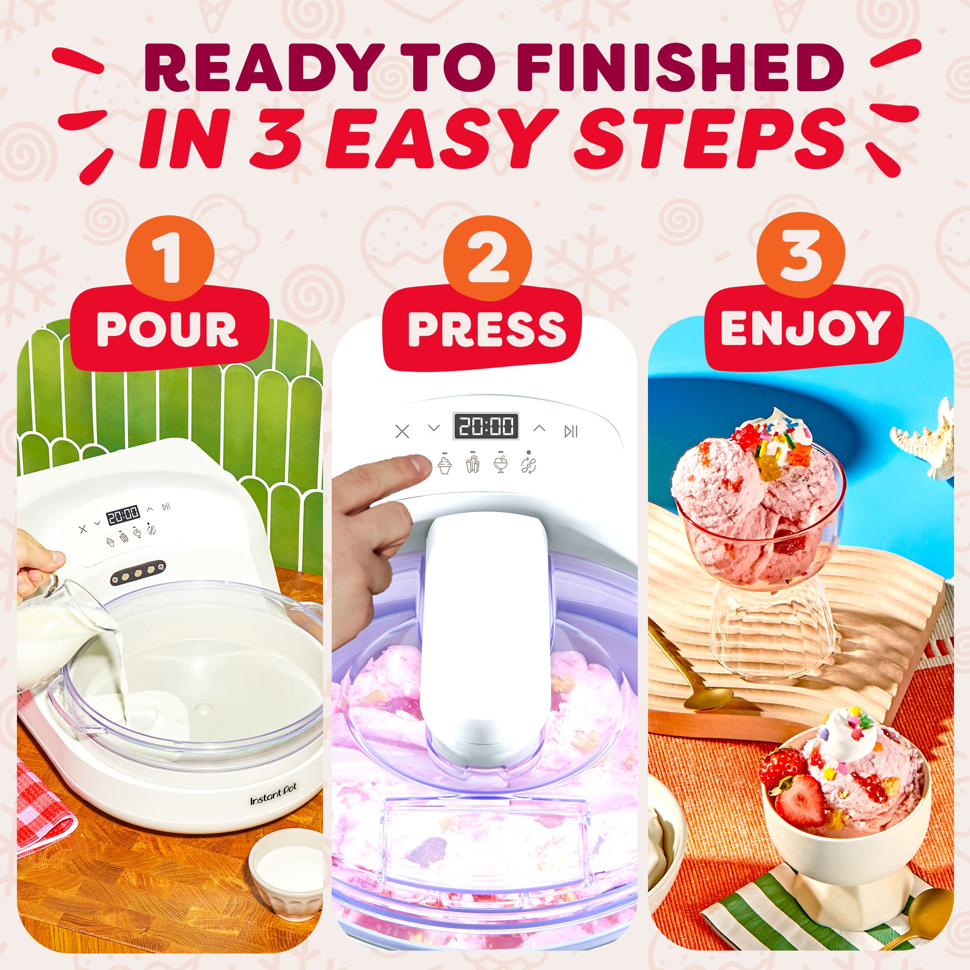 Instant Pot InstantChill Chef Ice Cream Maker, 4-in-1 Functions, Ice Cream, Rolled, Sorbet, Mix Ins