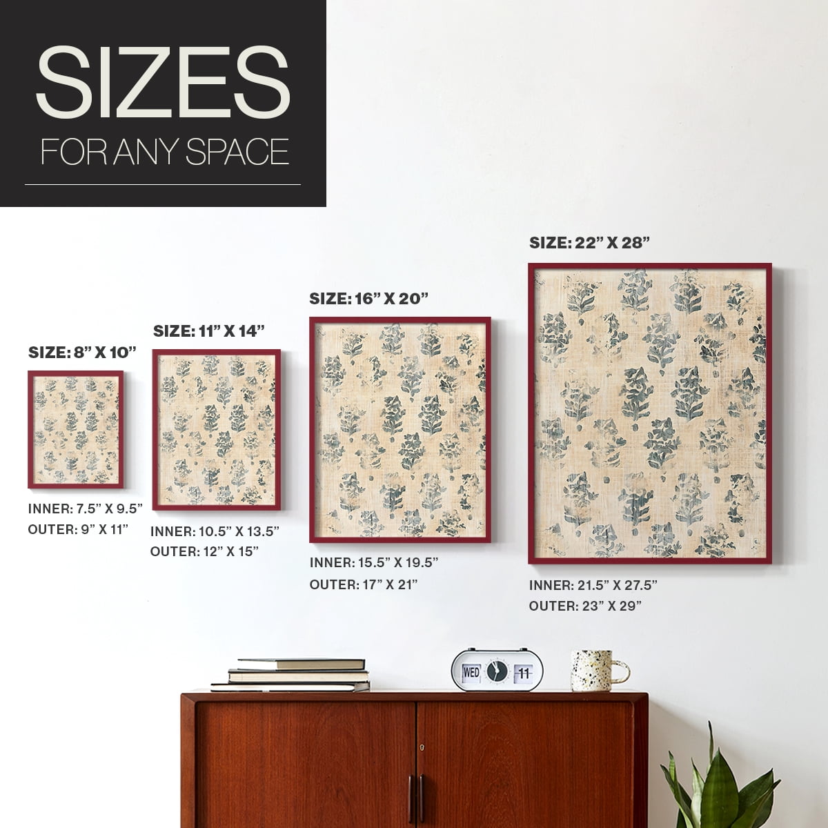 Vintage Blockprint I in Paper Solid Wood 8 x 10 Framed Print