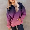 thumbnail image 2 of Gyujnb Long Sleeve Gradient Brushed Lined Warm Hoodie Featuring Front Pocket Loose Casual Daily Top (Unisex),9-10 Years, 2 of 5