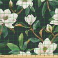thumbnail image 2 of Ambesonne Floral Inspiration Fabric by the Yard Upholstery, Magnolias Dream, 3 Yards, Pale Eggshell Green and Cocoa, 2 of 5