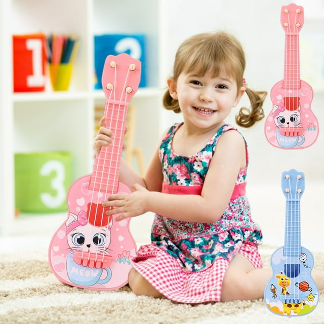 Jouets en Solde à Moins de 5$! Jouet Ukulélé pour Enfants - Jouet Ukulélé pour Enfants avec Design de Personnage Mignon Guitare Mini 21cm pour Éducation Musicale Précoce Réglage Ajustable Robuste et Sûr pour Tout-Petits