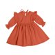 thumbnail image 1 of Odeerbi Niñas Ruffle Manga Larga Vestido de Algodón Primavera Verano Princesa Vestidos Color Sólido Cuello Redondo Dulce A-Line Vestido, 1 of 4