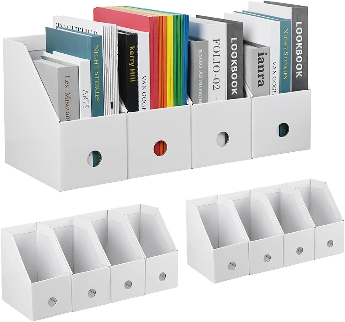 Magazine File Holder, Cardboard Magazine Holder with Label, Magazine